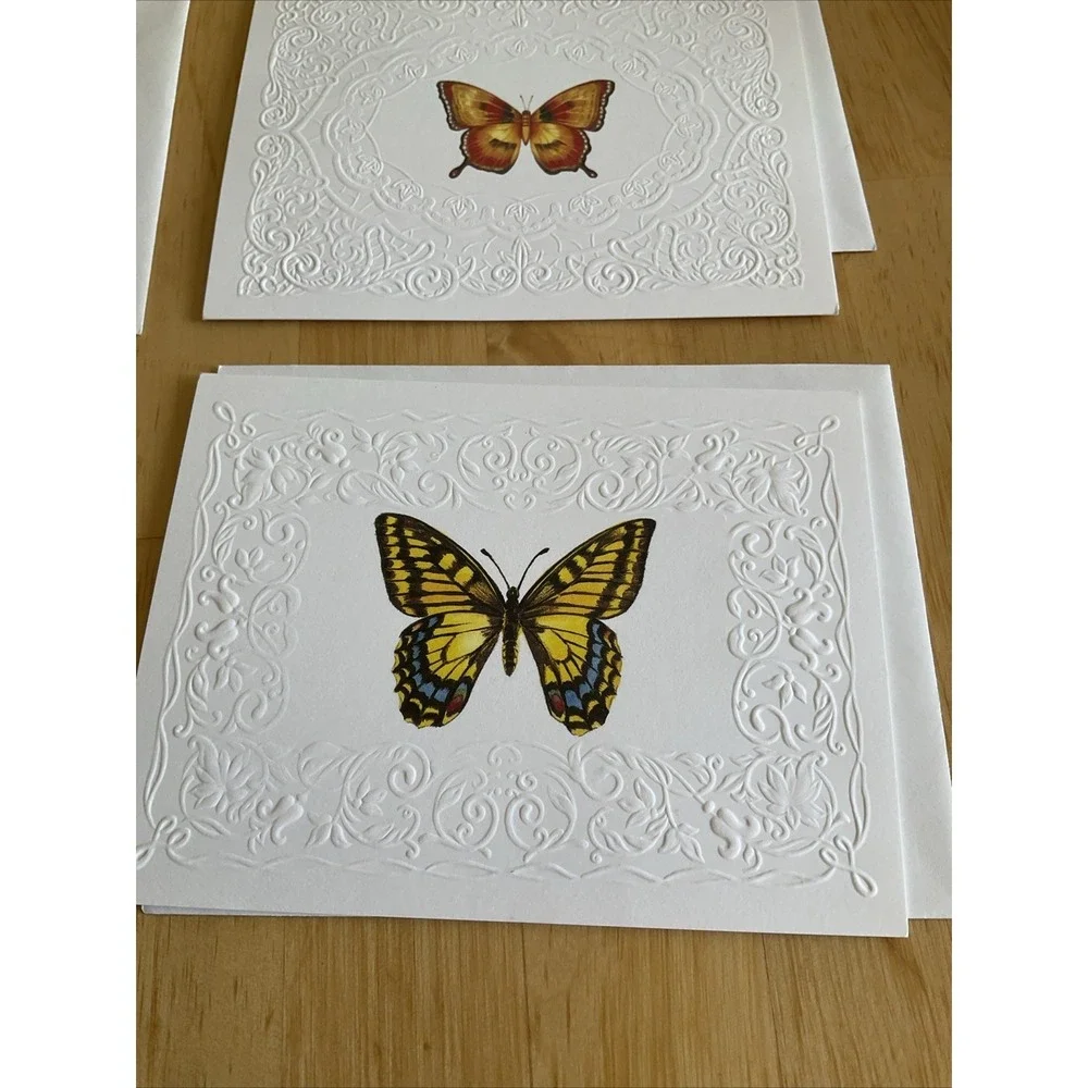 Current USA‎ Embossed 4 Butterflies Greeting Card Within Envelopes Blank